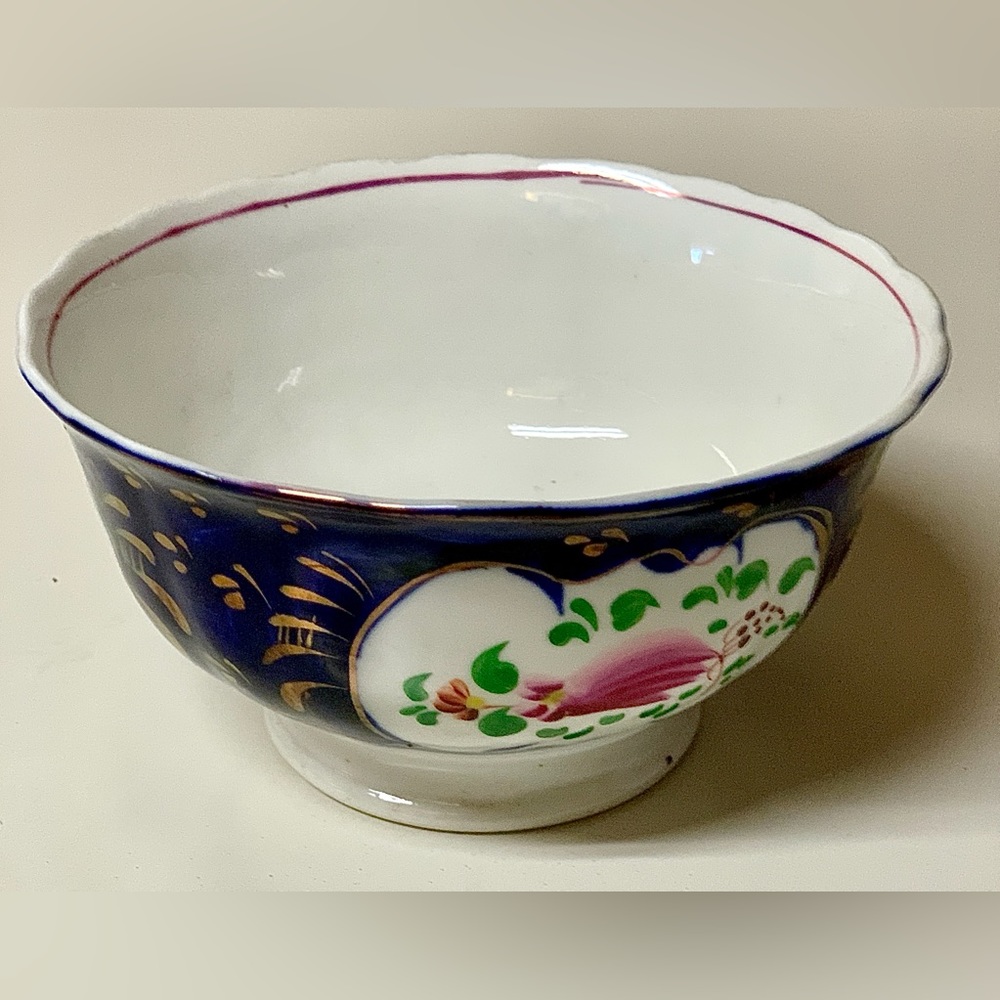 19th Century Antique Gaudy Welsh Feather Pattern Hand Painted Luster Bowl